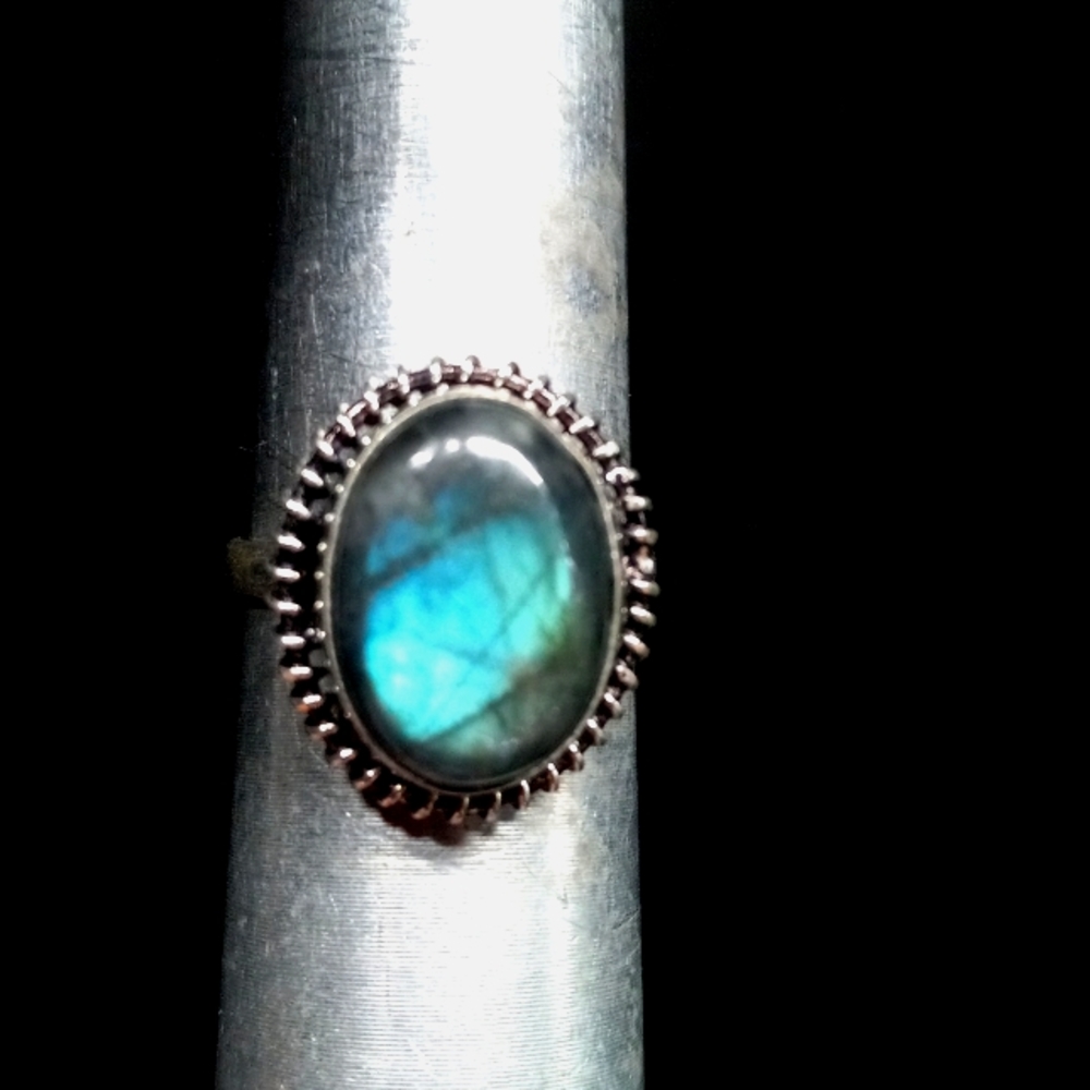 103 NWT Labradorite gemstone crystal 925 silver ring size 9.5 free shipping sale